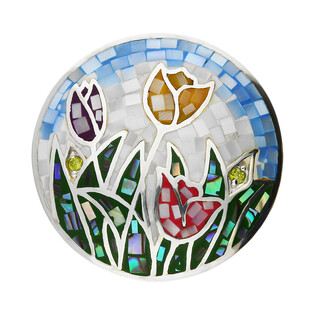 Zawieszka kółko tulipany z masą perłową NJ 7829BLU próba 925