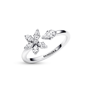 Srebrny Pierścionek Pandora Otwarty Lśniący z Roślinami - JubilerSezam.pl