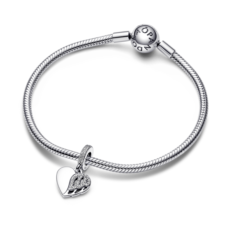 Zawieszka Pandora w kształcie serca ze skrzydłem anioła 792646C01
