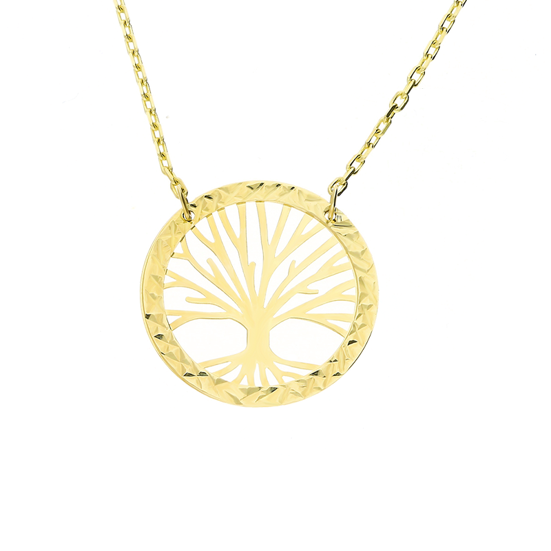 Naszyjnik złoty drzewko w grawerowanym kółku/rolo AR VX5FOR6N4650-II-DC próba 375