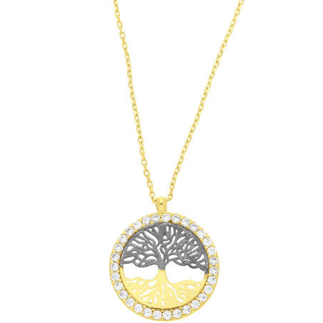 Naszyjnik złoty drzewko w kółku z cyrkoniami wokół/anker MZ T49-BN-1-27-CZ próba 375