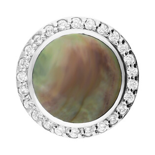 Zawieszka kółko z zieloną masą perłową i cyrkoniami NJ 7844 zielona próba 925