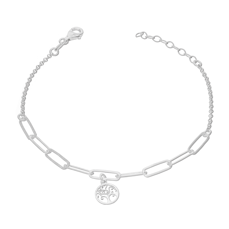 Bransoleta srebrna drzewko w kole na anker long/rolo NI BRN30469 ROD próba 925