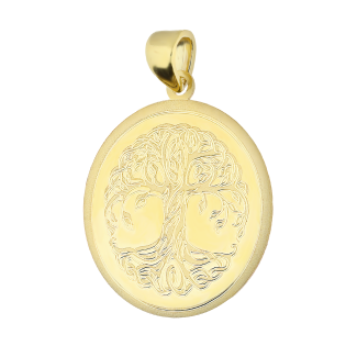 Zawieszka złota okrągła z drzewkiem i sentencją AR XXLKP2527-LSP-II próba 585
