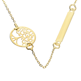 Naszyjnik złoty drzewko w kółku i gładka blaszka/anker M3-074 próba 585