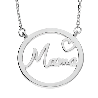 Naszyjnik srebrny napis Mama w kółku/anker HS1551 próba 925