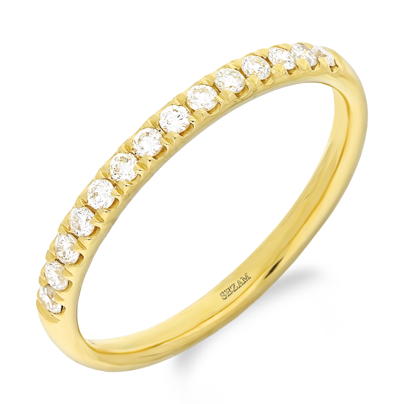 Pierścionek złoty LINE z rzędem białych diamentów AW 60609 Y próba 585