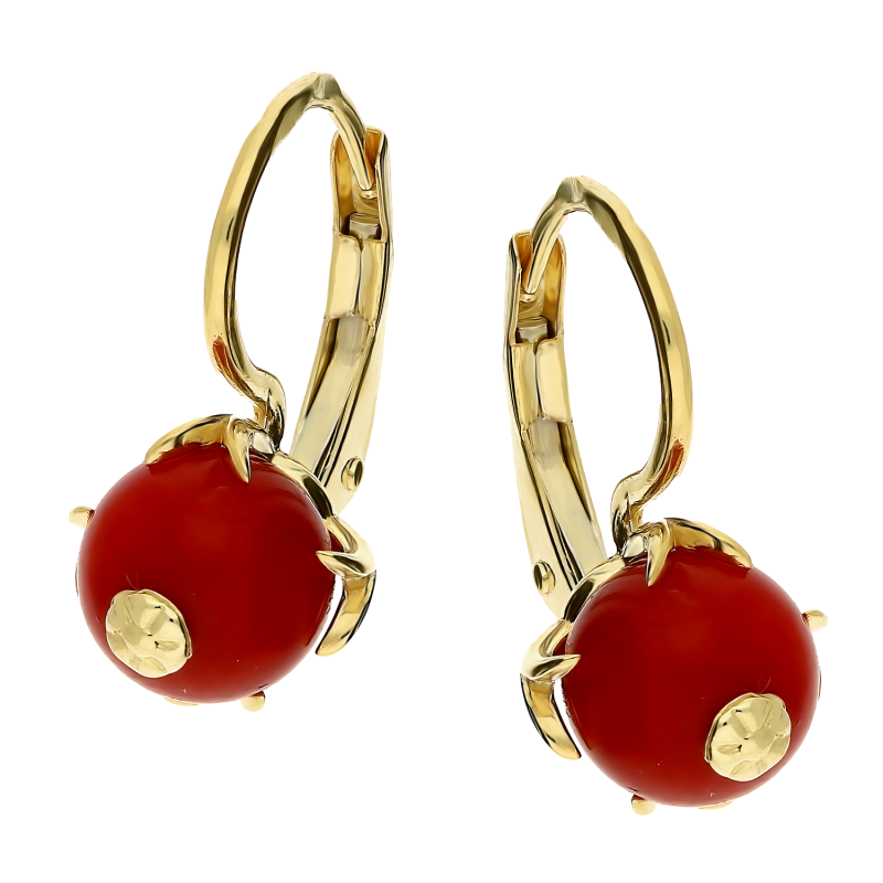 Kolczyki złote góralskie z koralowcem/big.zam. DJ 0068 regionalne próba 585