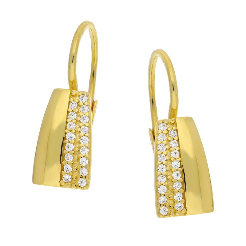 Złote Kolczyki z Cyrkoniami Pr. 375 Blaszka Blask - JubilerSezam.pl