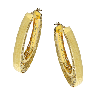 Kolczyki złote owalne kółka z motywem greki/ang.zap. M3-001 próba 585