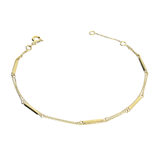 Bransoletka złota na podwójnym łańcuszku anker gładkie pałki