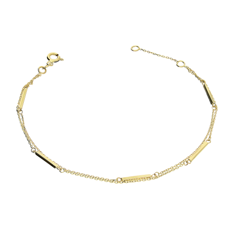 Bransoletka złota na podwójnym łańcuszku anker gładkie pałki