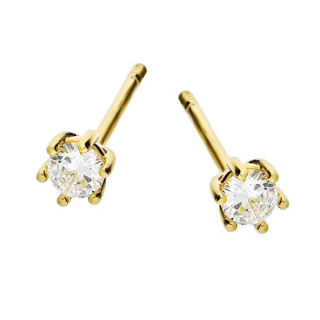 Kolczyki złote cyrkonia zakuta w sześciu łapkach zapięcie na sztyft próba 585