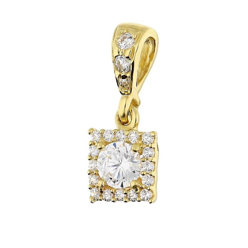 Zawieszka złota kwadratowa markiza z białymi cyrkoniami OS 96-5331 ZIR próba 585