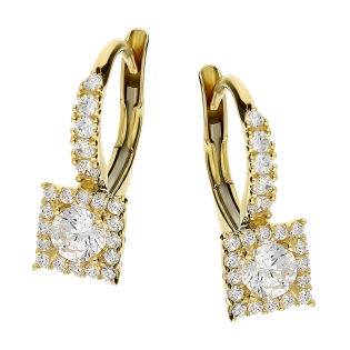 Kolczyki złote kwadratowa markiza z białymi cyrkoniami OS 96-5331 ZIR próba 585