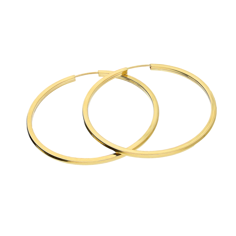 Kolczyki złote kółka szarniry kwadratowe 40 mm próba 585