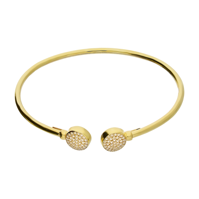 Bransoleta pozłacana bangla otwarta koła z cyrkoniami PW530 GOLD próba 925