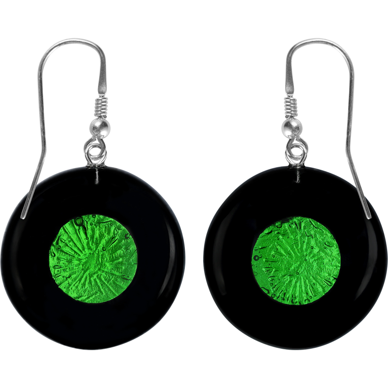 Kolczyki POSEJDON z zielonym szkłem murano/bigiel KQ WSZ866 próba 925