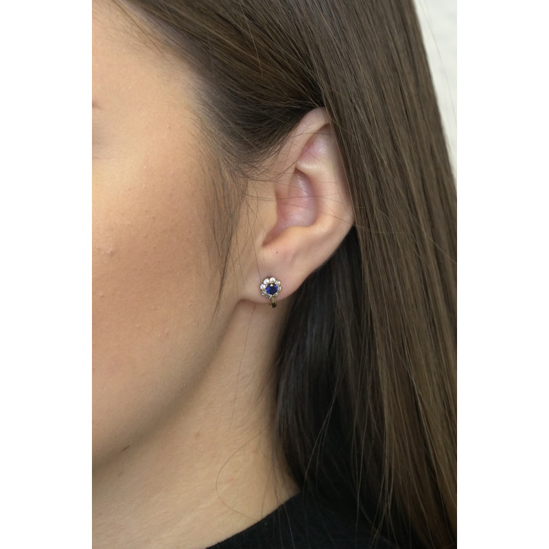 Kolczyki złote kwiatki z cyrkoniami dla dziecka próba 585