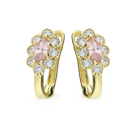 Kolczyki złote dla dziewczynki wzór markizy z cyrkoniami próba 585