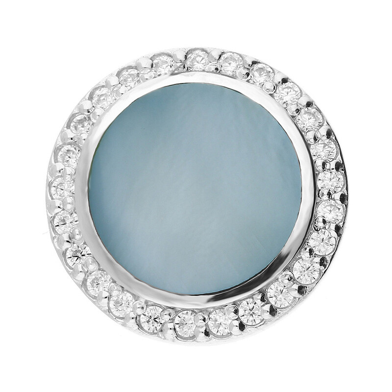 Zawieszka kółko z niebieską masą perłową i cyrkonią NJ 7844 j.niebieska próba 925