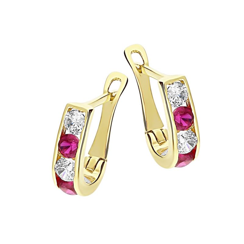 Kolczyki złote dziecięce przecinki z cyrkoniami próba 585