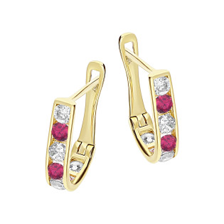 Kolczyki dla dziewczynki złote przecinki z cyrkoniami próba 585