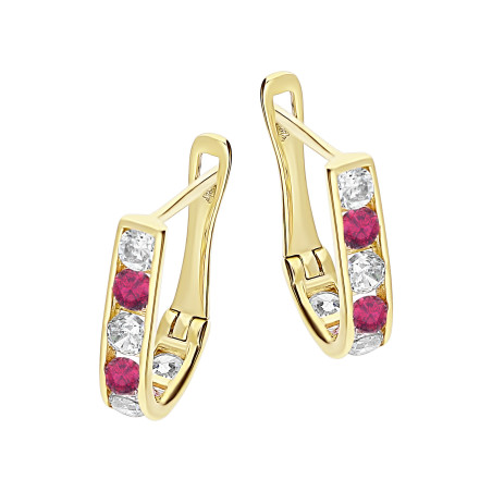 Kolczyki dla dziewczynki złote przecinki z cyrkoniami próba 585