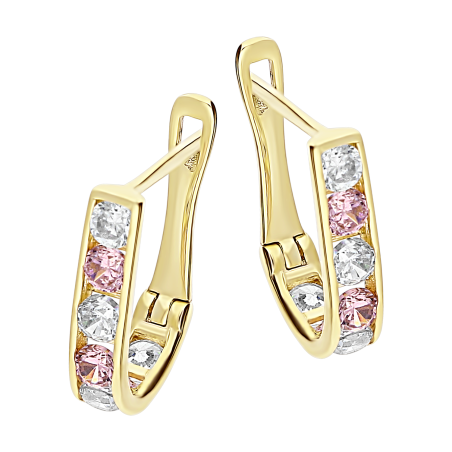 Kolczyki złote przecinki z cyrkoniami dla dziewczynki próba 375