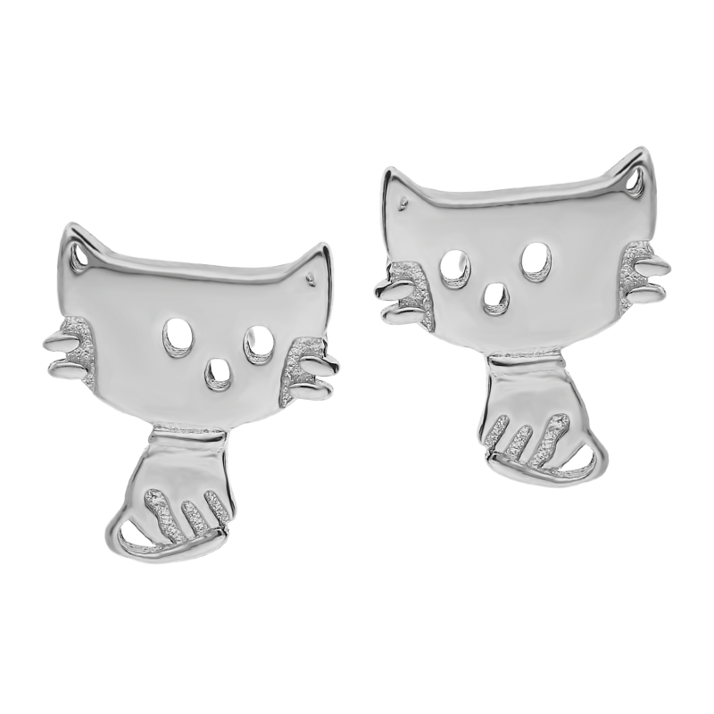 Kolczyki srebrne dla dziewczynki kotek/sztyft HS1477 próba 925