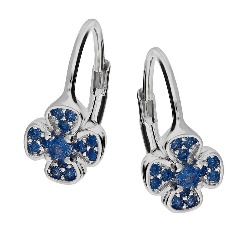 Kolczyki srebrne koniczynka z szafirowymi cyrkoniami/big.zam. HS1604 szafir próba 925