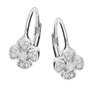 Kolczyki srebrne koniczynka z białymi cyrkoniami/big.zam. HS1604 próba 925