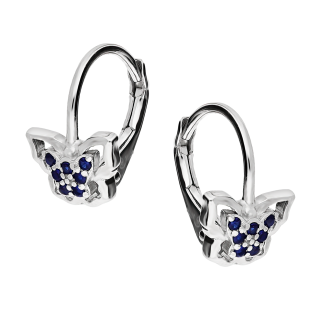 Kolczyki srebrne ażurowy motyl z szafirowymi cyrkoniami/big.zam. HS1605 szafirowy próba 925