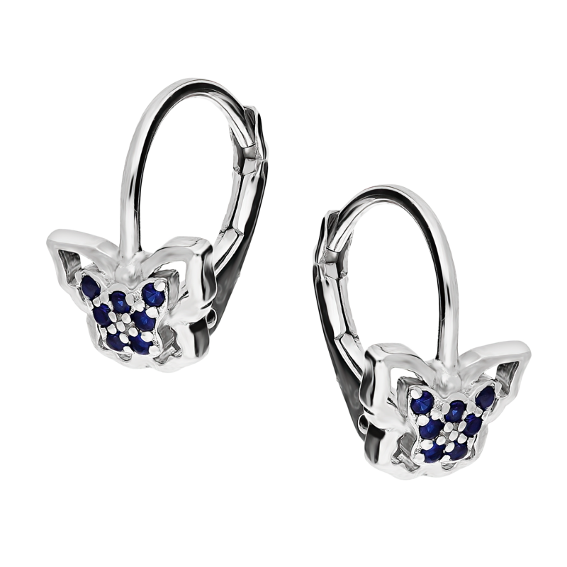 Kolczyki srebrne ażurowy motyl z szafirowymi cyrkoniami/big.zam. HS1605 szafirowy próba 925