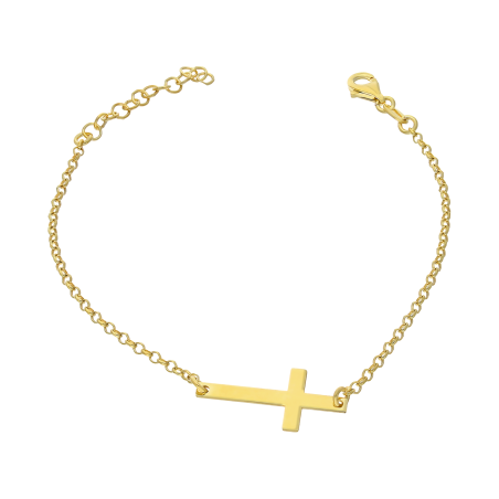 Bransoleta pozłacana gładki krzyżyk/rolo NI BRN20896 GOLD próba 925