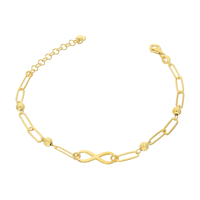 Bransoleta pozłacana infinity i grawerowane kulki/anker long NI BRN32394 GOLD próba 925