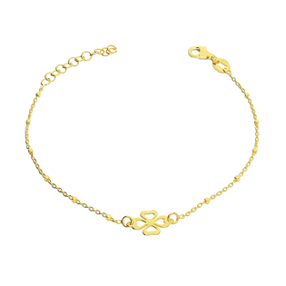 Bransoleta pozłacana koniczyna z serc i kulki/rolo NI BRN33517 GOLD próba 925