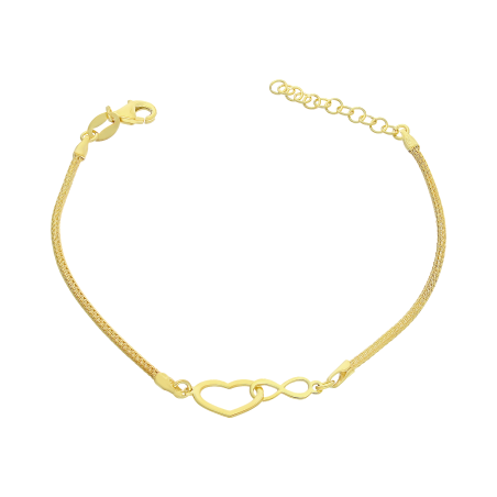 Bransoleta pozłacana klanówka serce i infinity/calca NI BRN33644 GOLD próba 925