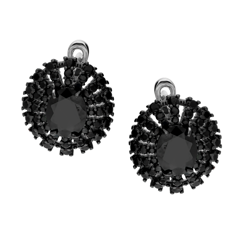 Kolczyki srebrne z czarnymi cyrkoniami/ang.zap.  PA021 próba 925