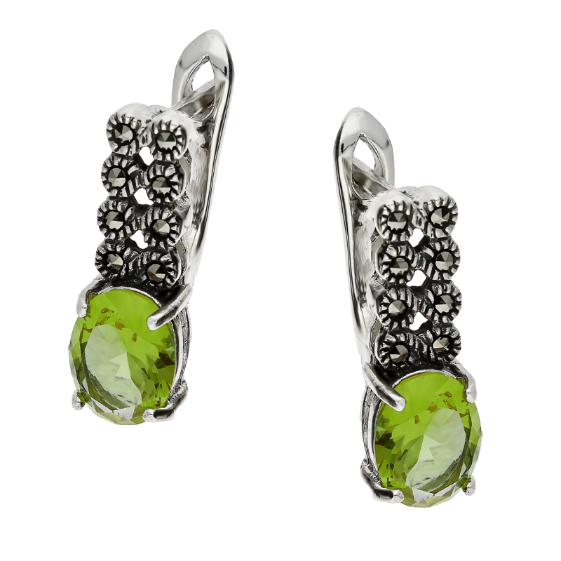 Srebrne Kolczyki z Zultanitem i Markazytami pr. 925 - JubilerSezam.pl