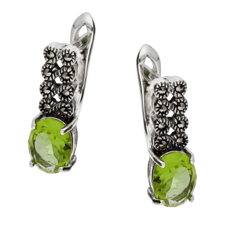 Srebrne Kolczyki z Zultanitem i Markazytami pr. 925 - JubilerSezam.pl