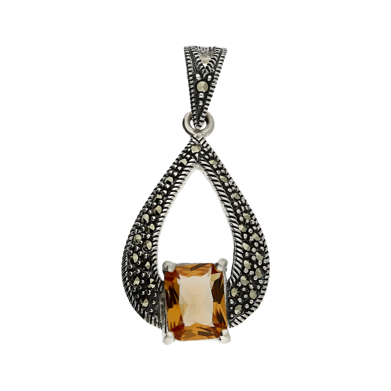 Srebrna Zawieszka z Zultanitem i Markazytami pr. 925 - JubilerSezam.pl