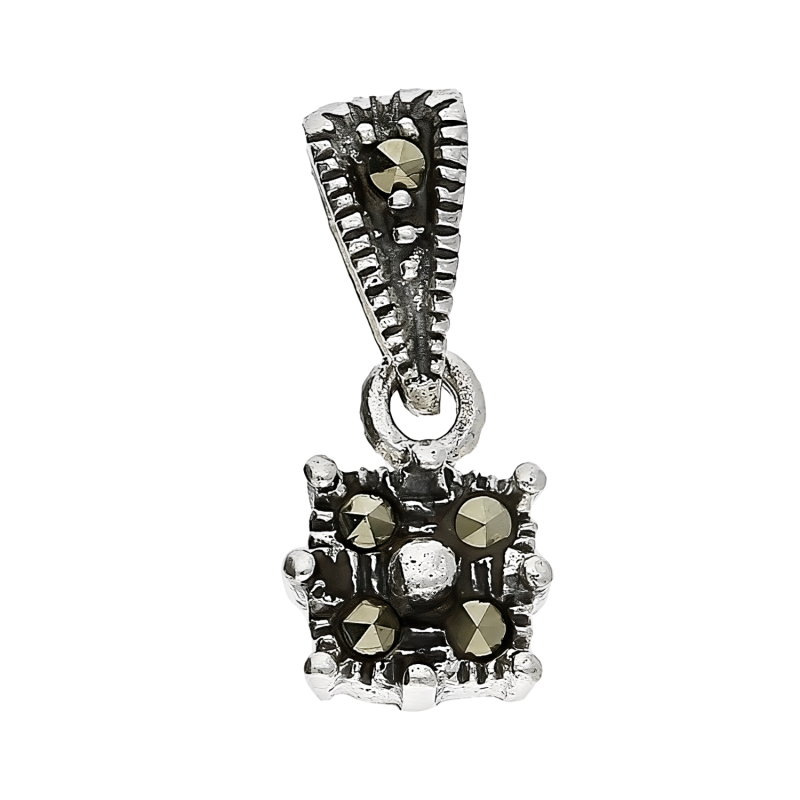 Zawieszka srebrna kwadrat z markazytami PA042 próba 925