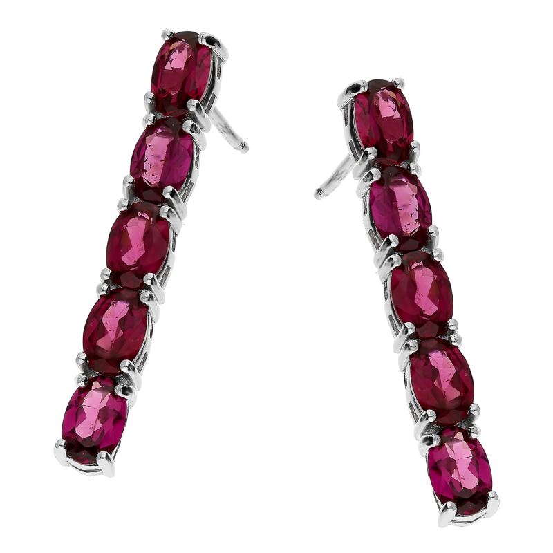 Kolczyki srebrny owalne rodolity/sztyft PA049 próba 925