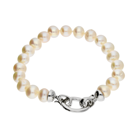 Srebrna bransoletka z perłami próby 925 - JubilerSezam.pl