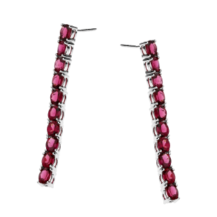 Kolczyki srebrne Rodolit w rzędzie/sztyft PA058-1 Rodolit próba 925