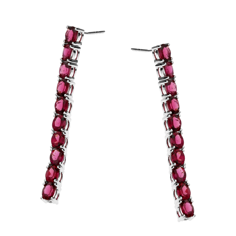 Kolczyki srebrne Rodolit w rzędzie/sztyft PA058-1 Rodolit próba 925