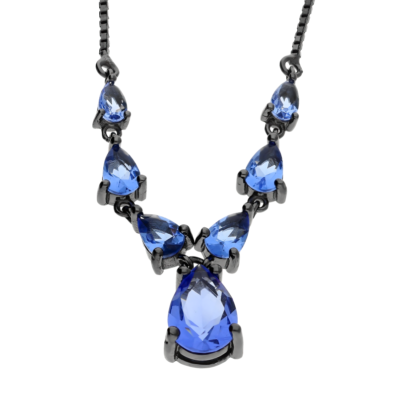 Srebrny naszyjnik rutenowany z cyrkoniami - JubilerSezam.pl