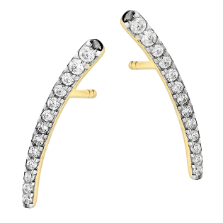Kolczyki złote łuk z cyrkoniami/sztyft S3 ZPK-124 próba 585