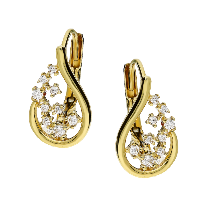 Kolczyki złote kropla ramka z cyrkoniami/big.zam. S3 ZYN-30 próba 375